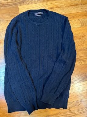 Paul James Men's Navy Cable-Textured Crewneck Sweater